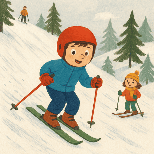 La primera baixada d’en Biel conte d'esquiar