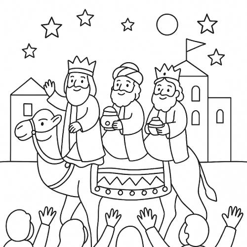 cavalcada reis mags dibuix per pintar