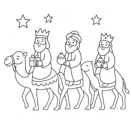 tres reis mags dibuix per pintar