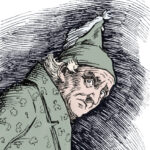 Ilustración De Un Anciano Con Gorro De Dormir Para El Cuento Del Espíritu De Navidad