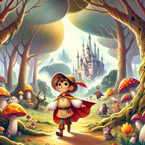 Fearless Peter walks through a magical forest with a castle in the distance