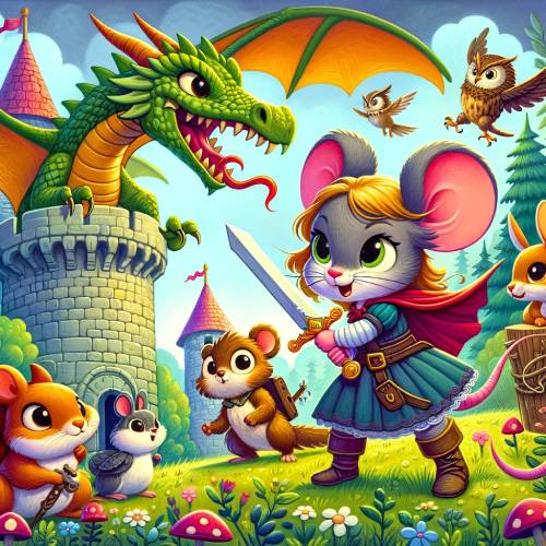 La ratita Mireia y sus amigos se encuentran con el dragón dorado junto a un castillo