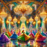 Las Princesas Bailarinas Danzan Con Vestidos De Colores En Un Salón Iluminado