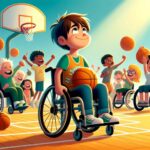 Pol Plays Wheelchair Basketball With His Team During A Match