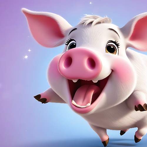 Gerard, the brave little pig, smiles before his magical adventures