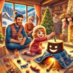 Maria And Pau Celebrate Christmas With Their Family Beside The Tió Log And Fireplace
